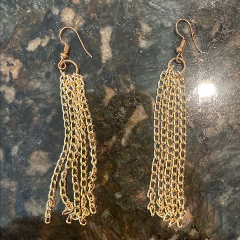 Elegant Gold Chain Tassel Earrings